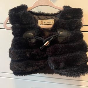 Doe a Dear Black Fur Mini Vest 2T